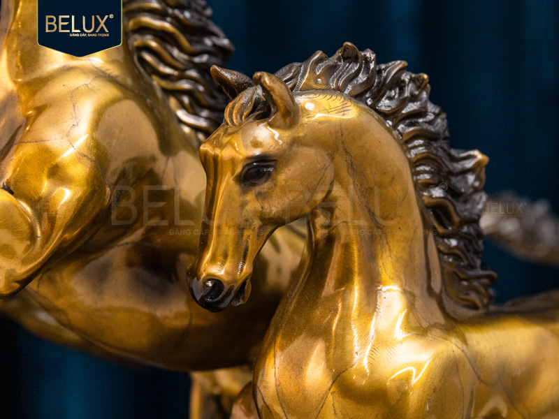 Tượng Song Mã bằng đồng decor 39x18x33cm